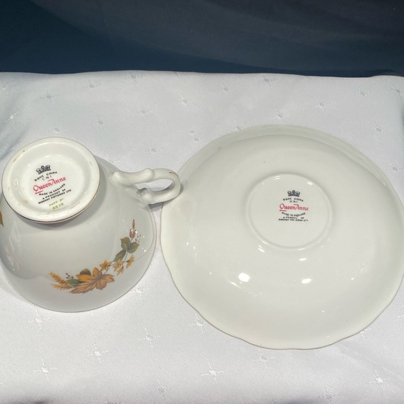 Queen Anne Teacup and Saucer, Ridgway Potteries,Fall Autumn, English Bone China - Picture 9 of 9